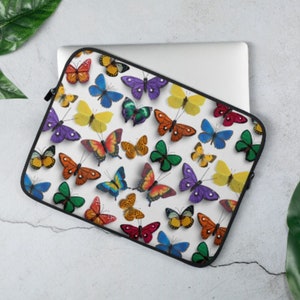 Laptop-Hülle 13 und 15 Zoll | wasserdicht | Laptop-Abdeckung und Koffer | Macbook, Ipad, Chromebook und Oberfläche | bunte Schmetterlinge
