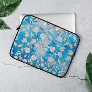 Laptop-Hülle 13 und 15 Zoll | wasserdicht | Laptop-Abdeckung und Koffer | Macbook, Ipad, Chromebook und Oberfläche | Muscheln | Blau