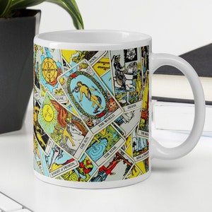 caneca de café com impressão de cartão de tarô | caneca de tarô | dons espirituais