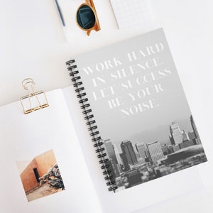 Work hard in silence let success be your noise notebook, journal or diary | motivational and inspirational quote | ruled lined pages
