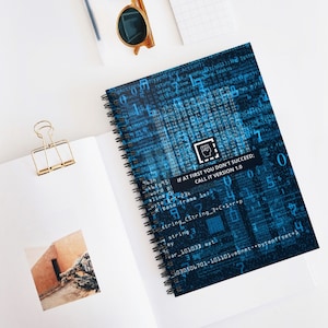 spiral notebook, journal or diary | motivational and inspirational quote | ruled lined pages | document pocket | call it version 1.0