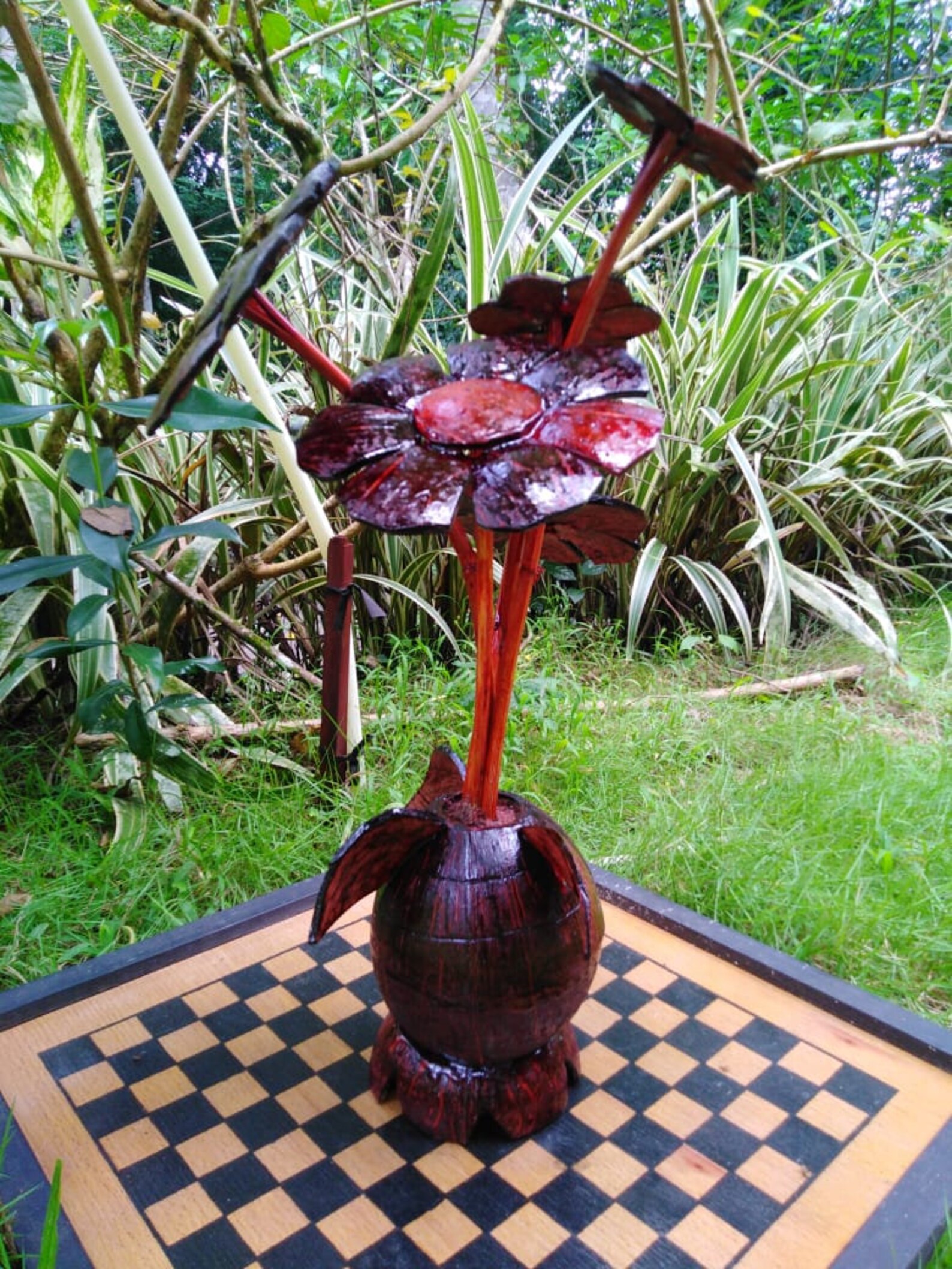 Homemade Painted Coconut Shell Flower Vase for Home Decor Etsy