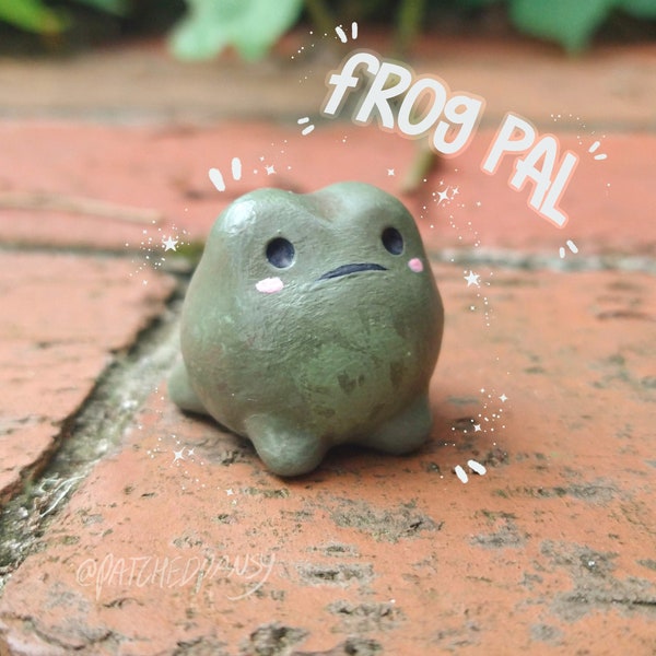 FROG PAL | Animal Knick Knack Polymer Clay Miniature Dust Collector Figures Figurines Fairy Garden Dollhouse Terrarium Small Tiny