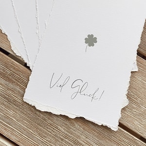 Ansichtkaart "Veel succes!" - in staand formaat DIN A6 | met elegante scheprand | Wenskaart, gefeliciteerd, verjaardag, liefde, klaver