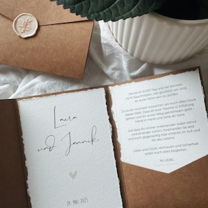 Personalisierte Pocketfold Karte mit Namen - Ivory/Schwarz/Beige | Siegel, Kraftpapier, Hochzeit, Einladung, Set, Geburtstag, Geburt, Taufe