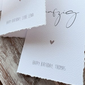 Personalized birthday card "Happy Birthday" - with first name, in portrait format DIN A6 | with elegant deckle edge | Happy birthday wishes