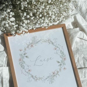 Personalisierbares Geburtsposter "Watercolor Flowers" - mit Namen & Geburtsdaten | verschiedene Größen, Farben und Rahmen | Geburt, Taufe
