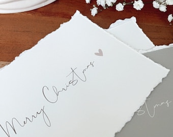 Elegante cartolina di Natale "Buon Natale" - in formato DINA6 | colori diversi | Avorio/antracite/beige/rosa antico/salvia, con bordo increspato