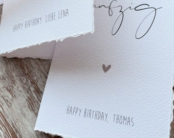 Personalized birthday card "Happy Birthday" - with first name, in portrait format DIN A6 | with elegant deckle edge | Happy birthday wishes