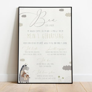 Tablero de hitos Mi 1er cumpleaños - bebé, niño, jirafa, cartel de cumpleaños, personalizado