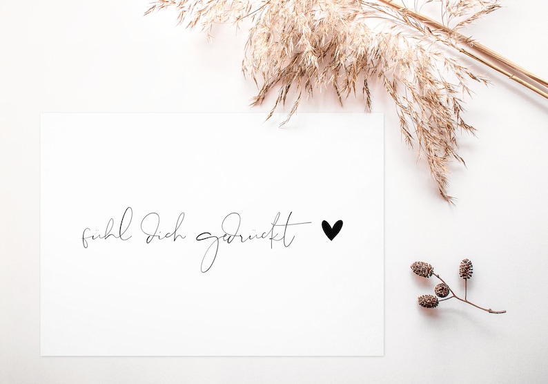 Cartolina "sentirsi premuti" dal cuore - in formato DIN A6 | bianco/grigio | Biglietto di auguri, cancelleria immagine 1
