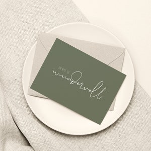 Postkarte "Du bist so wundervoll" - im Format DIN A6 | Khaki/Weiß | Grußkarte, Aufmerksamkeit, Liebe, Freundschaft