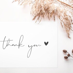 Postkarte "thank you" von Herzen - im Format DIN A6 | Weiß/Grau | Grußkarte, Papeterie