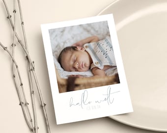 Thank-you card baby "hello world - I'm there." - Boy, in DIN A6 format | | in different colours Thank you card for the birth, baby card