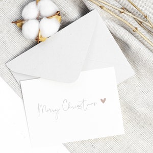 Cartolina "Buon Natale" Calligrafia dal cuore - in formato DIN A6 | bianco/beige/rosato | Biglietto d'auguri, cancelleria, Natale