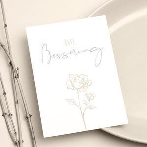 Postkarte "Gute Besserung" in beige/ocker - Calligraphy, im Format DIN A6 | Grußkarte, Papeterie, liebe Genesungswünsche