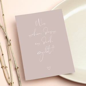 Ansichtkaart "Wat geweldig dat je bestaat!" - in DIN A6-formaat | Blush Roze/Wit | wenskaarten, briefpapier, liefde, klein cadeautje