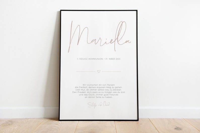 Communion poster, personalized with first name and date Boy and girl different sizes Watercolor paper Communion, gift Altrosa