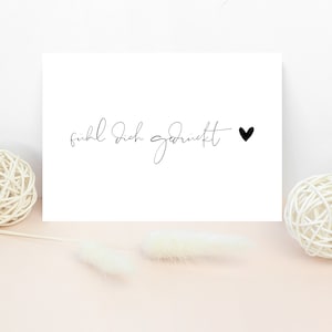 Cartolina "sentirsi premuti" dal cuore - in formato DIN A6 | bianco/grigio | Biglietto di auguri, cancelleria immagine 2