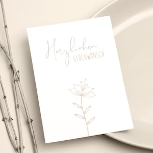 Cartolina "Congratulazioni" - in formato DIN A6 | Beige/ocra | Biglietto d'auguri, cancelleria, congratulazioni