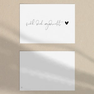 Cartolina "sentirsi premuti" dal cuore - in formato DIN A6 | bianco/grigio | Biglietto di auguri, cancelleria immagine 3