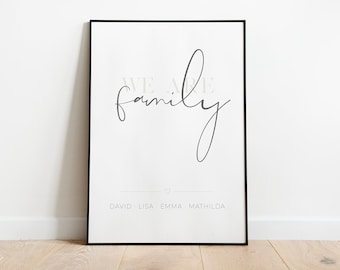 Poster personalizzato "NOI SIAMO famiglia" con nome | diverse dimensioni | Casa, famiglia, felicità, amore