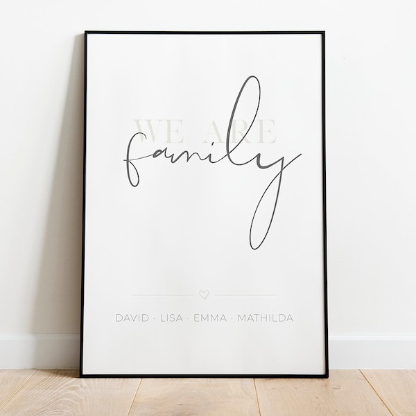 Personalisiertes Poster "WE ARE family" mit Vornamen | verschiedene Größen | Zuhause, Familie, Glück, Liebe