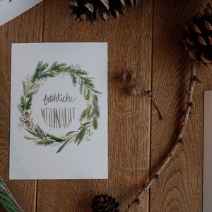 Corona dell'acquerello I Buon Natale I Set di cartoline di Natale