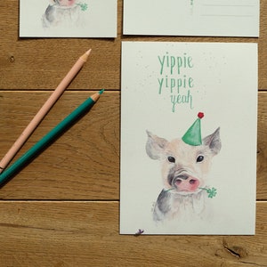 Pig Yippie Yippie Yeah I tarjeta set diferentes tamaños I tarjeta de cumpleaños