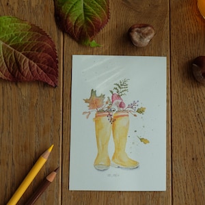 Salutations d'automne | L'automne en bottes de caoutchouc | Jeu de cartes