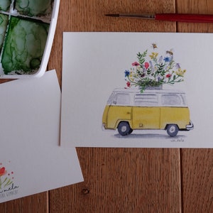 Prado de flores bulli | viajando com flores silvestres | Conjunto de cartão amarelo