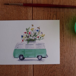 Prado de flores Bulli | Conjunto de tarjetas de felicitación | Menta verde
