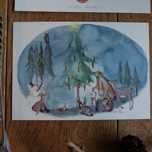 Forest Christmas I Kaartenset voor Kerstmis I Print I Bosdieren