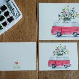 Prado de flores bulli | viajando com flores silvestres | Conjunto de cartão vermelho