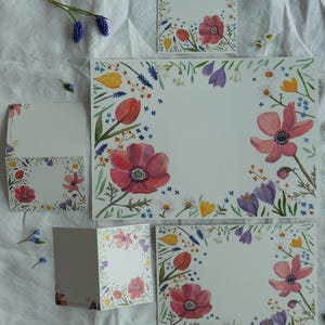 Fleurs de printemps | Ensemble de cartes postales | Imprimer dans différentes tailles