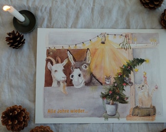 Stallweihnacht  I  Alle Jahre wieder I Weihnachtskarte | Kartenset