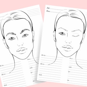 Makeup Face Chart Printable makeup practice sheet makeup | Etsy