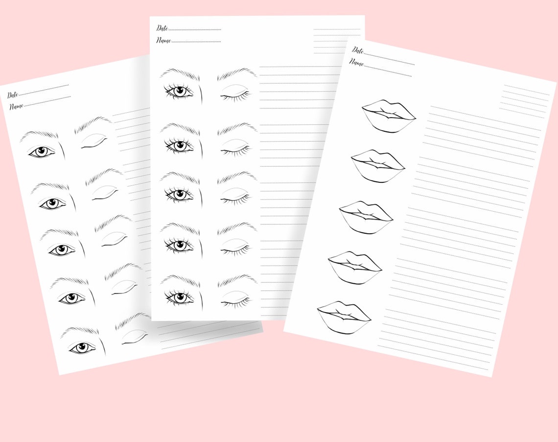 Makeup Face Chart Printable makeup practice sheet makeup | Etsy