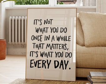 elke dag motiverende citaatafdruk, minimalistische hartposter (digitale download)