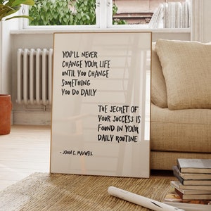 success is found in your daily routine  Wall Print, Trendy Room Decor,  Creativity Print,  Retro WallArt, Typography art, Aesthetic Wall Art