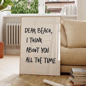 Lieber Strand, ich denke an dich all die Zeit Druck, Trendy Kunst Strand Druck, Typografie Poster, Strand Haus Dekor, Ozean Wand Kunst, Girly Druck