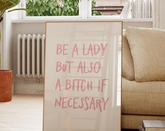 Feminist Quote Art Print: Trendy Pink Typography (Digital Download)