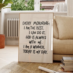 I am the best I can do it God is Always With Me poster, Uplifting print, Trendy Red aesthetic wall art, Affirmations Print, Typography art