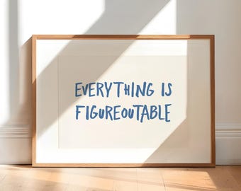 Impresión "Todo es averiguable", arte tipográfico minimalista (descarga digital)