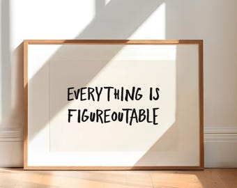 Impresión "Todo es averiguable": Arte tipográfico minimalista (descarga digital)