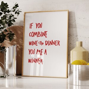 Wine Lovers Kitchen Print: Minimalist Dinner Quote (Digital Download)