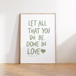 Love Bible Verse Print: Sage Green Christian Quote (Digital Download)