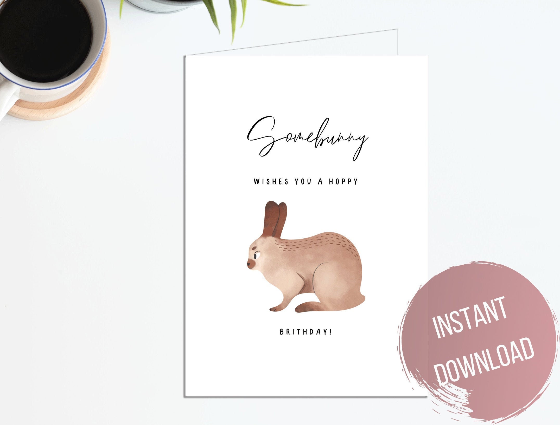 Bunny Printable Birthday Card Instant Download Cute funny | Etsy