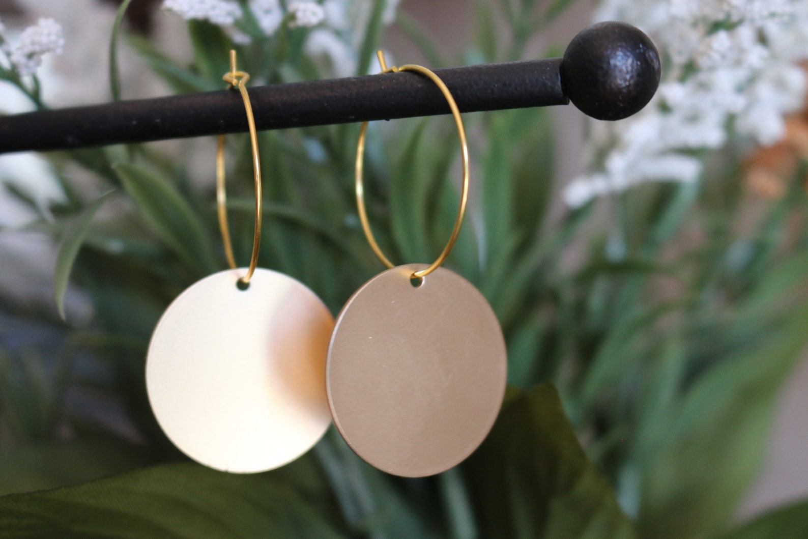 Gold Pendant Hoops Etsy