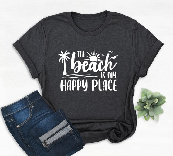 Funny Beach Shirt Women the Beach is My Happy Place Shirt Etsy